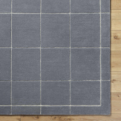 Siarl Dark Gray Checkered Area Rug