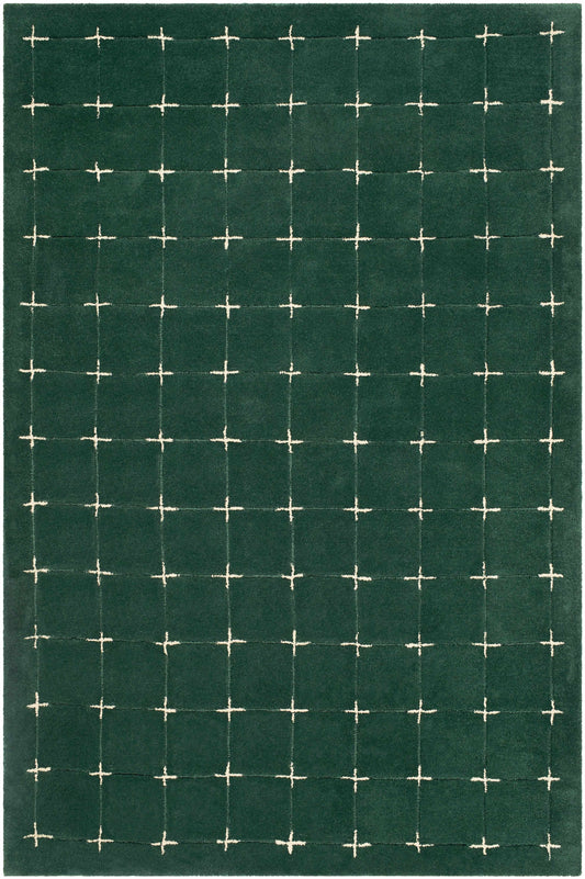 Sanvi Green Tufted Wool Area Rug
