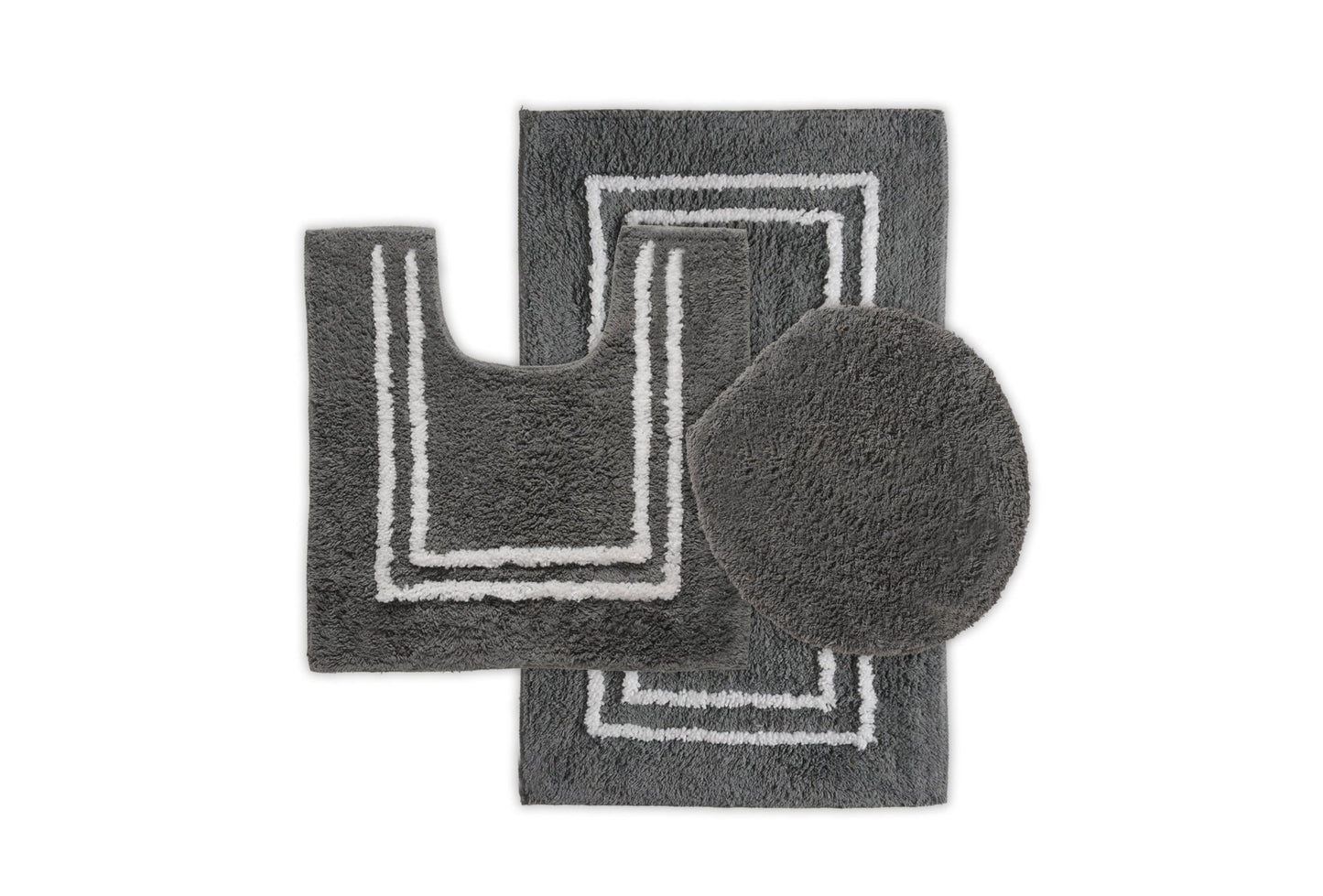 St Mary's Tufted 3 Piece Cotton Bath Rug Set with Lid - Quahog Bay Bedding