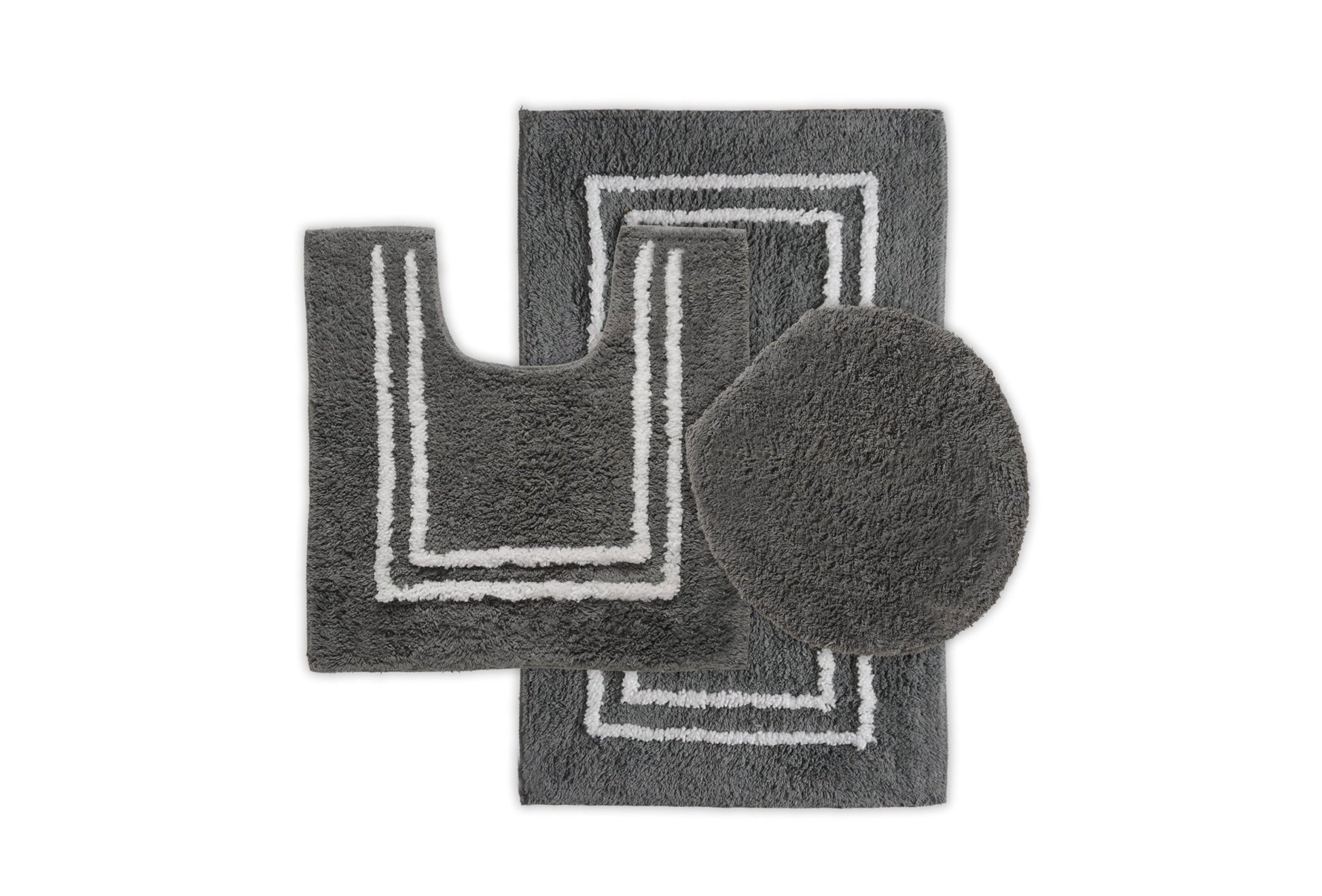 St Mary's Tufted 3 Piece Cotton Bath Rug Set with Lid - Quahog Bay Bedding