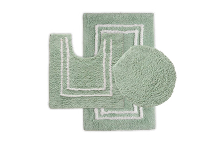 St Mary's Tufted 3 Piece Cotton Bath Rug Set with Lid - Quahog Bay Bedding