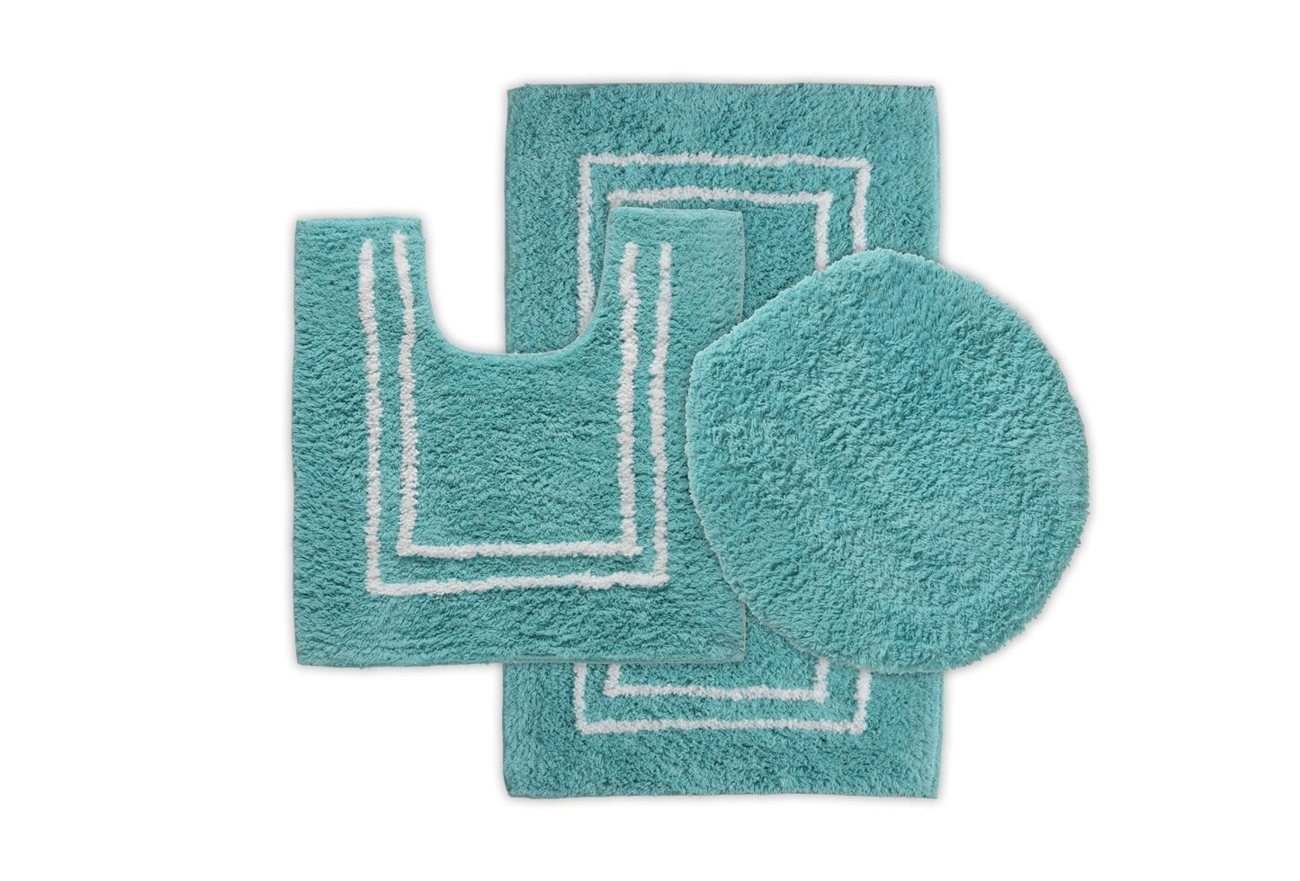 St Mary's Tufted 3 Piece Cotton Bath Rug Set with Lid - Quahog Bay Bedding