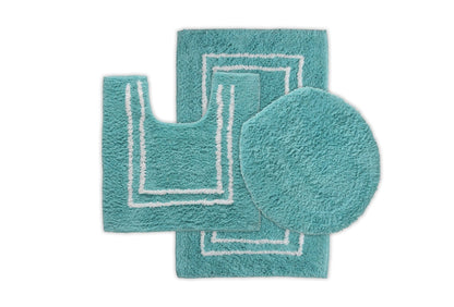 St Mary's Tufted 3 Piece Cotton Bath Rug Set with Lid - Quahog Bay Bedding