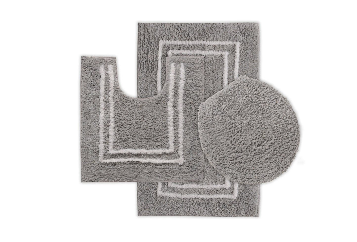 St Mary's Tufted 3 Piece Cotton Bath Rug Set with Lid - Quahog Bay Bedding