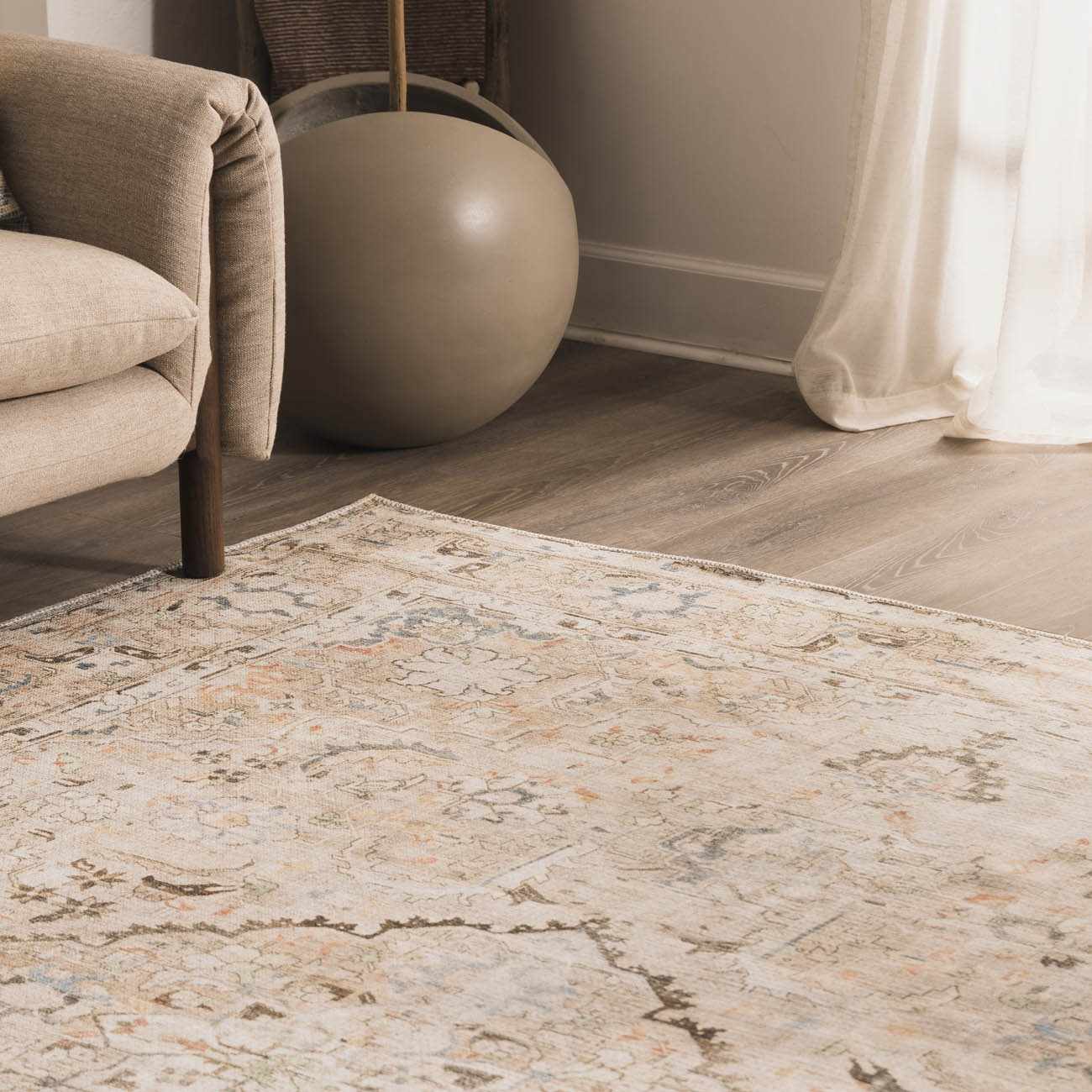 Standon Vintage Flat Pile Washable Rug - Quahog Bay Bedding