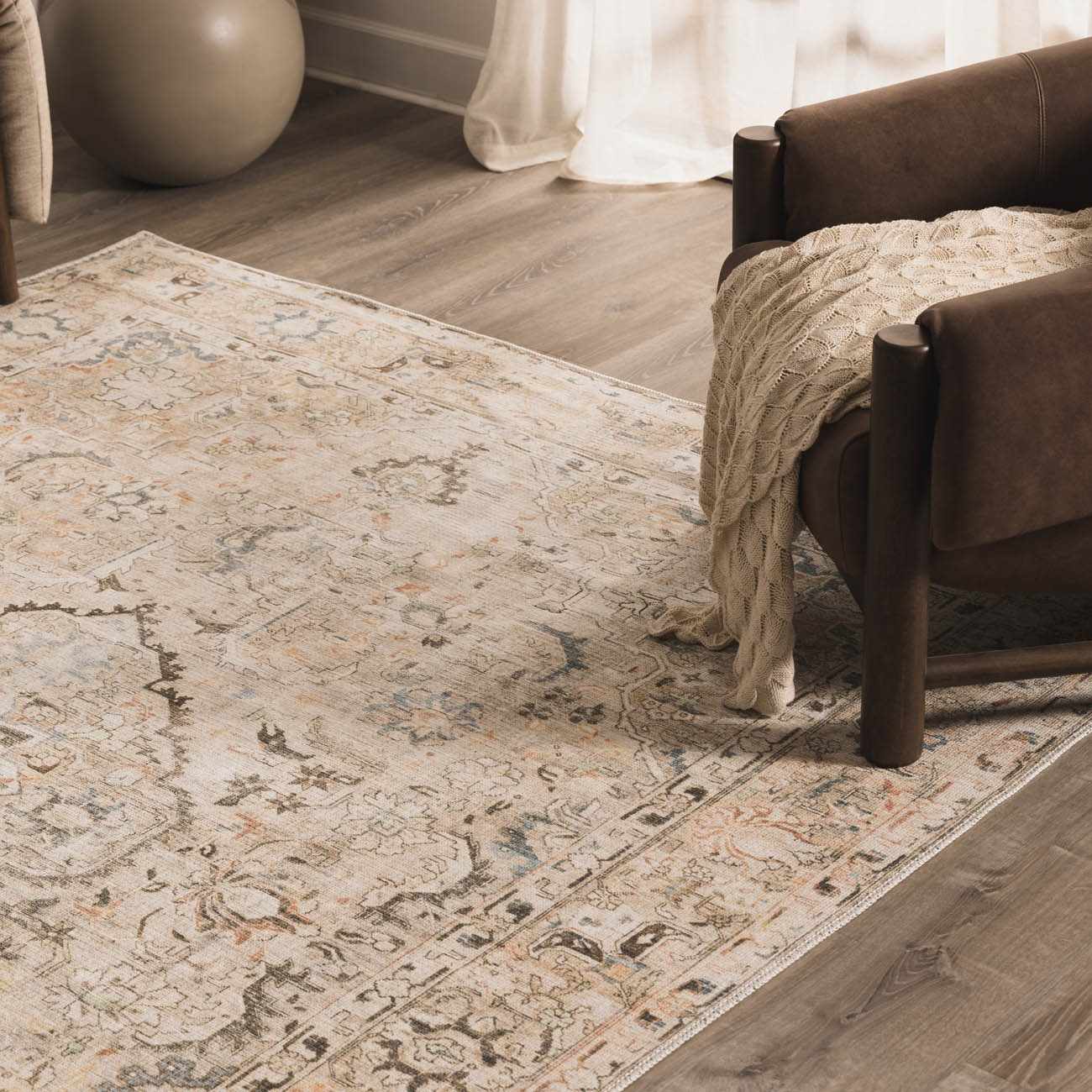 Standon Vintage Flat Pile Washable Rug - Quahog Bay Bedding