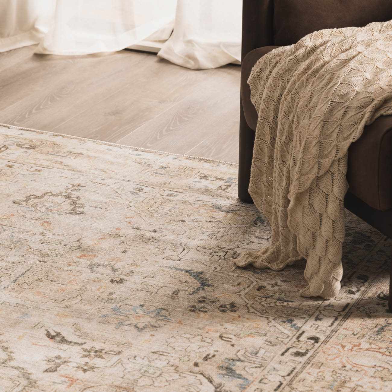 Standon Vintage Flat Pile Washable Rug - Quahog Bay Bedding