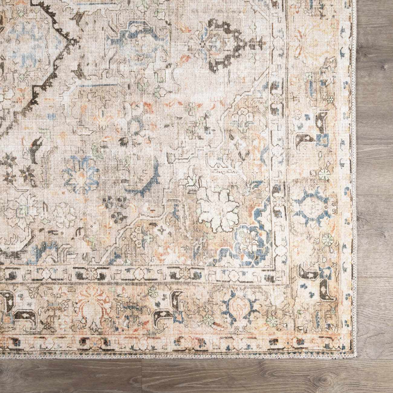 Standon Vintage Flat Pile Washable Rug - Quahog Bay Bedding