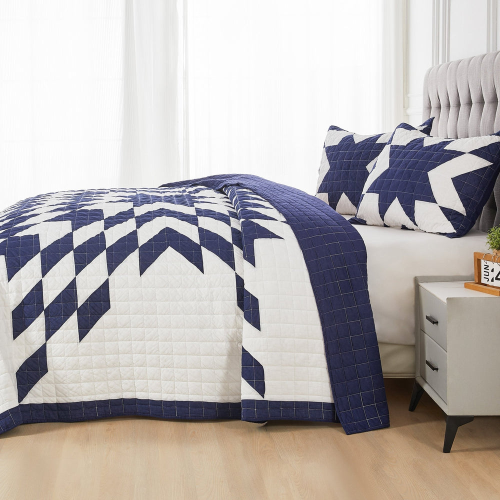 Star Patch Patchwork Cotton Quilt Set - Quahog Bay Bedding