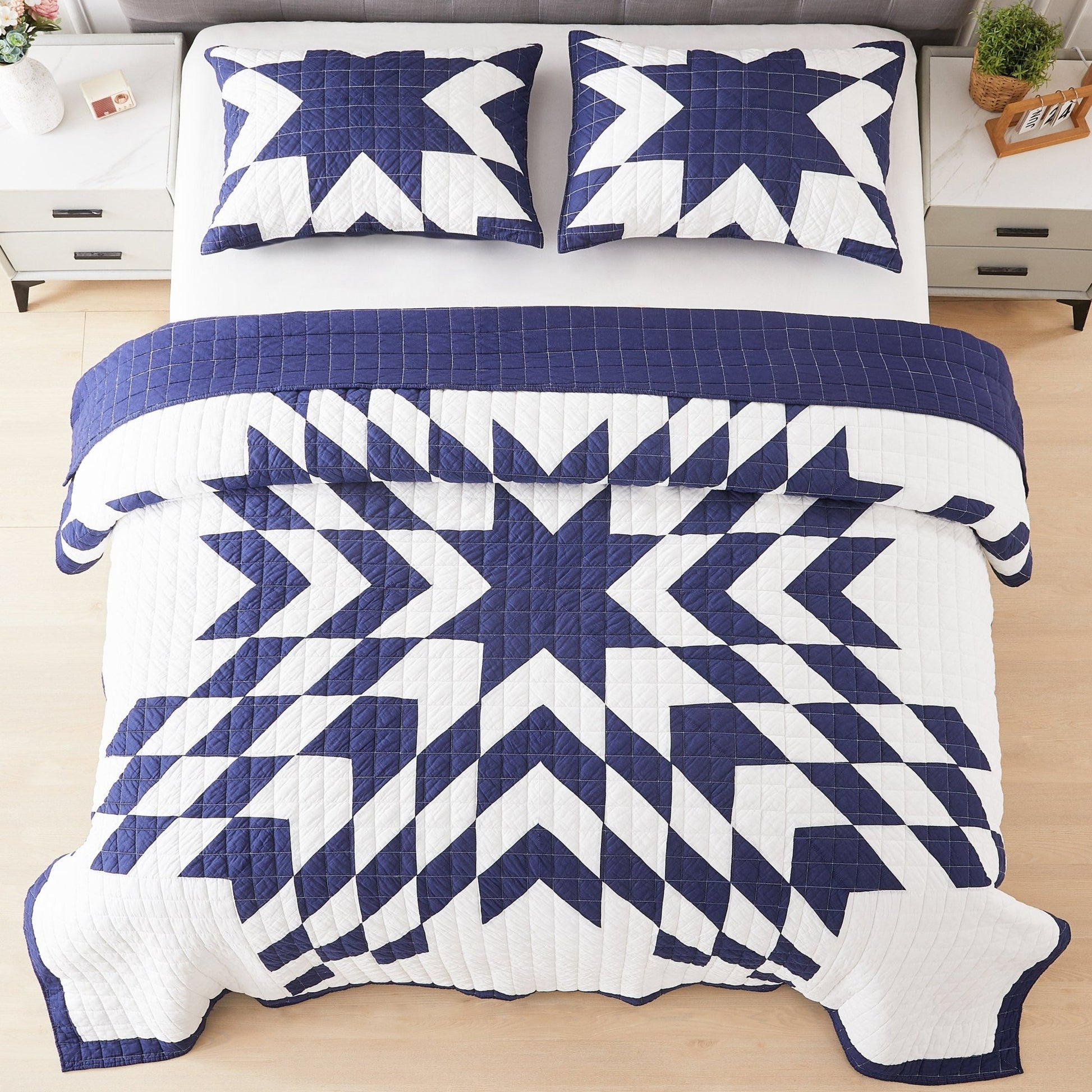 Star Patch Patchwork Cotton Quilt Set - Quahog Bay Bedding