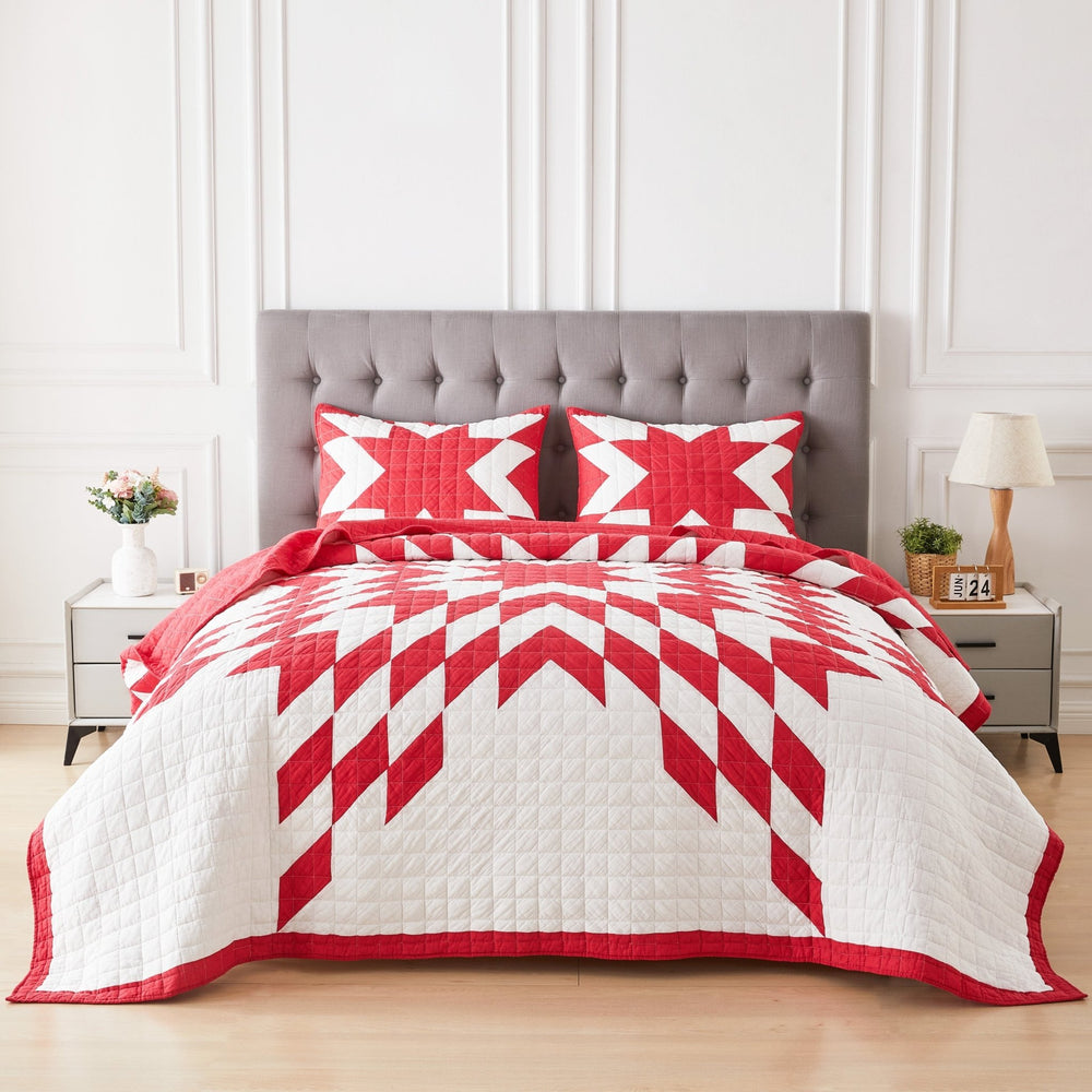 Star Patch Patchwork Cotton Quilt Set - Quahog Bay Bedding