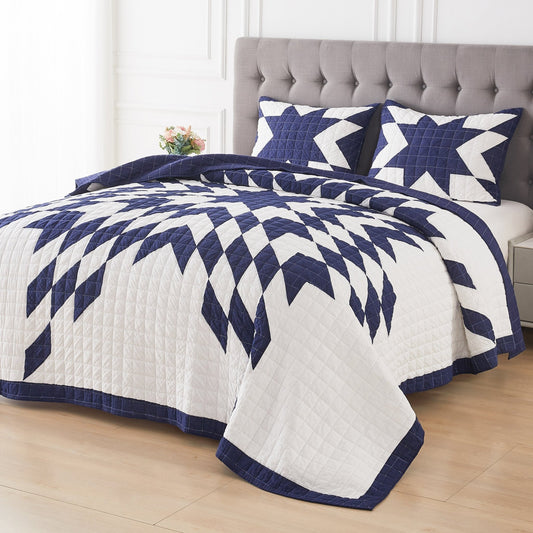 Star Patch Patchwork Cotton Quilt Set - Quahog Bay Bedding