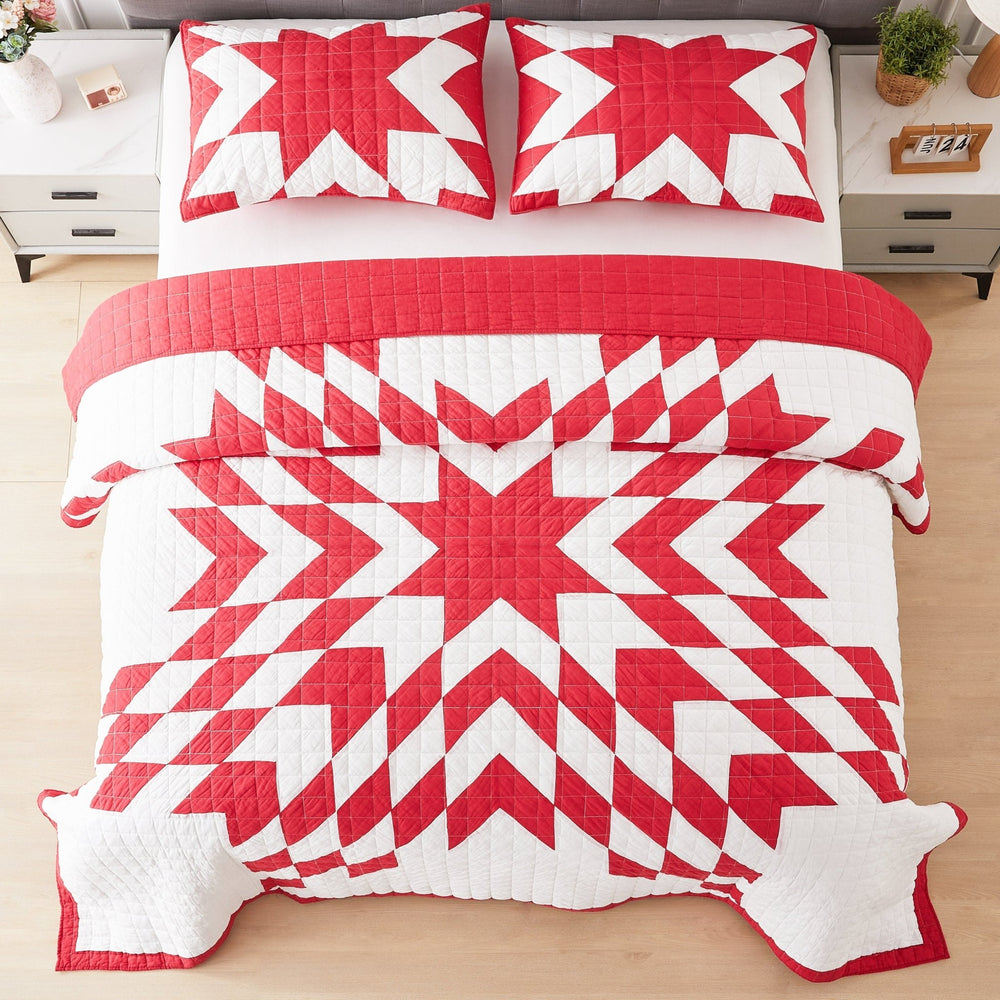Star Patch Patchwork Cotton Quilt Set - Quahog Bay Bedding