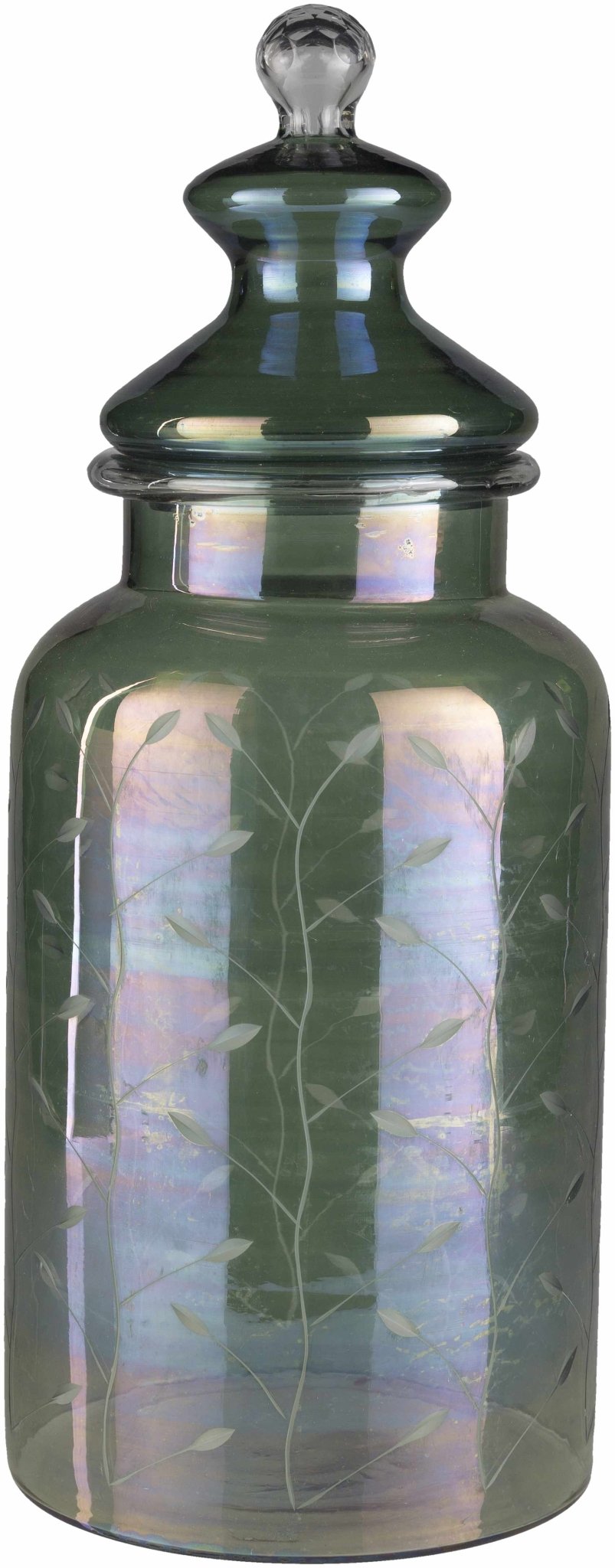 Stewartville Green Etched Glass Jar - Quahog Bay Bedding