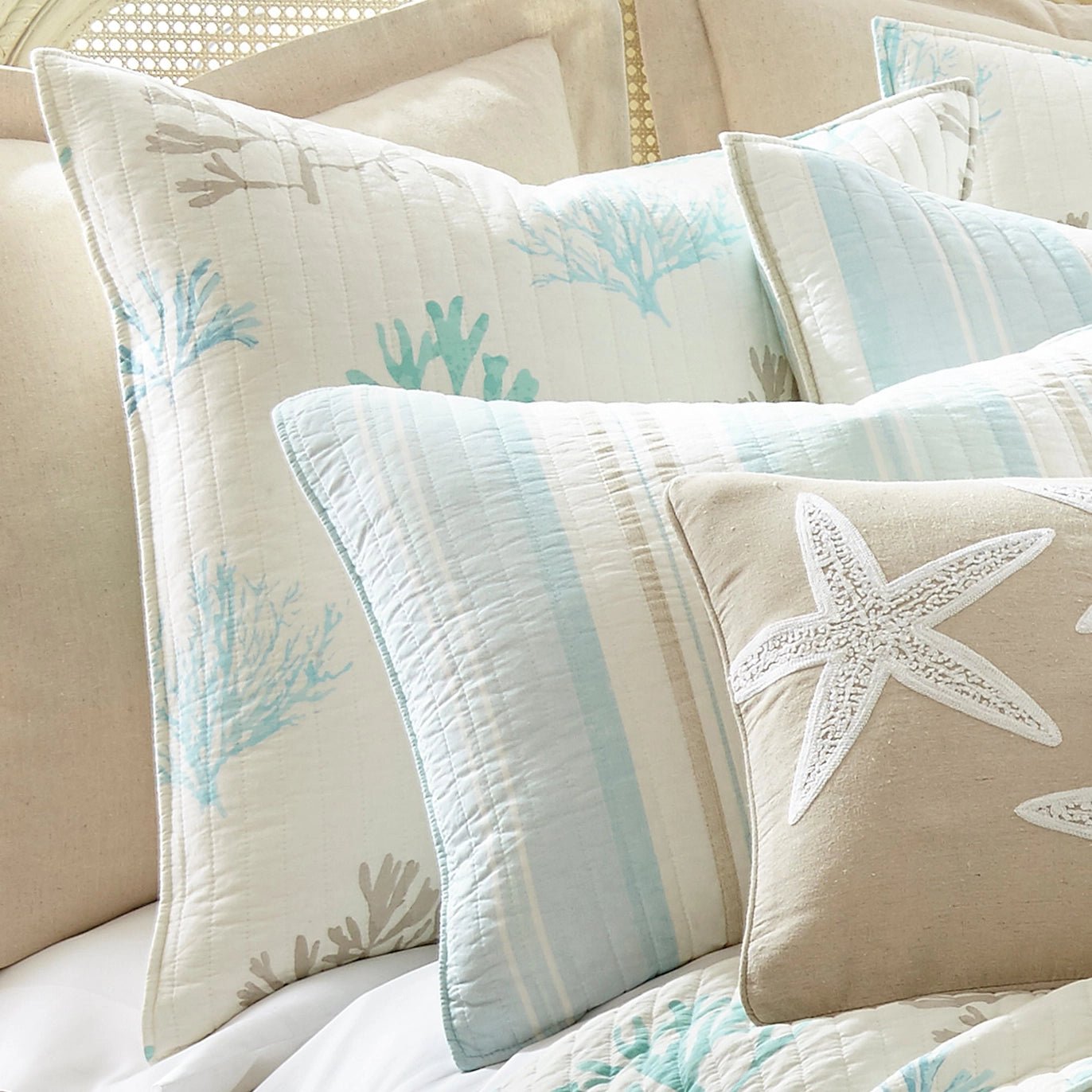 Stone Harbor Euro Shams 2PC Coastal Pillow Shams - Quahog Bay Bedding