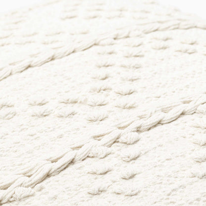 Sumiton White Textured Crochet Cotton Throw Pillow