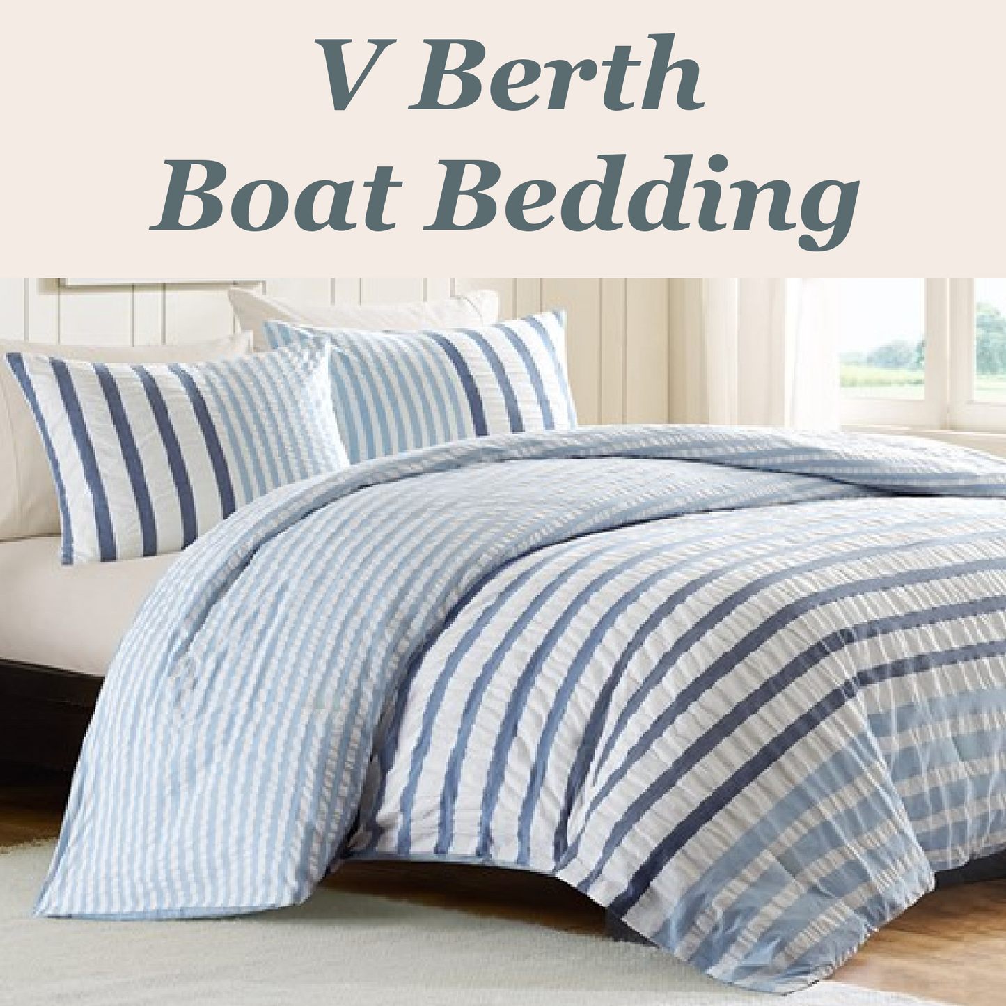 USA Luxury Boat Bedding V-Berth Duvet Set - Sutton  100% Cotton 3PC Duvet Cover Set