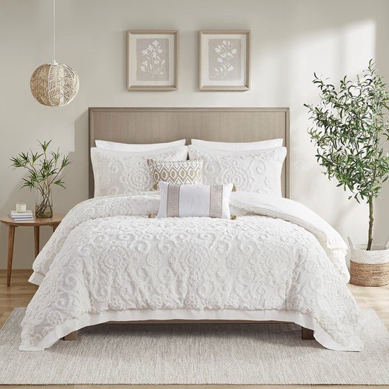 Suzanna 3PC Cotton Boho Medallion Comforter Set - Ivory - Quahog Bay Bedding