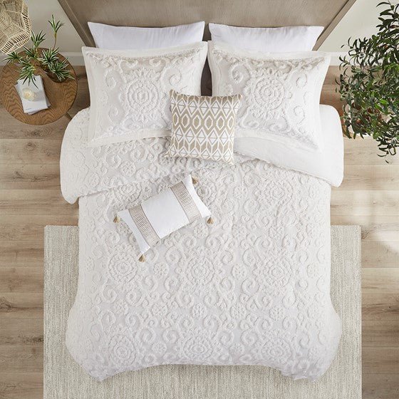 Suzanna 3PC Cotton Boho Medallion Comforter Set - Ivory - Quahog Bay Bedding