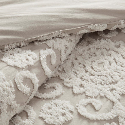 Suzanna Cotton Boho Medallion Duvet Cover Set - Taupe - Quahog Bay Bedding