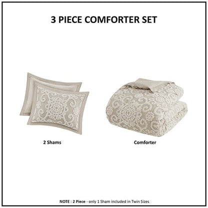 Suzanna Cotton Comforter Set Beautiful Medallions Taupe