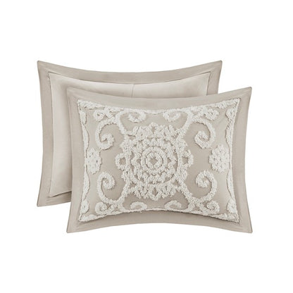 Suzanna Cotton Comforter Set Beautiful Medallions Taupe