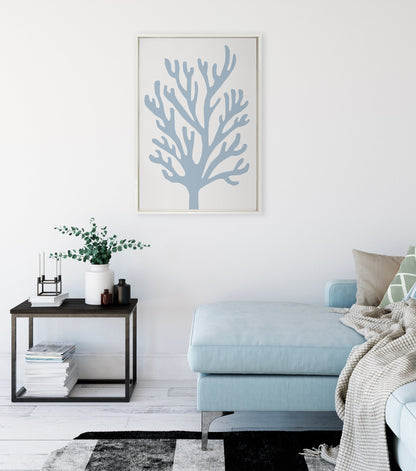 Sylvie Abstract Coral Ocean Blue Framed Canvas by The Creative Bunch Studio - Quahog Bay Bedding