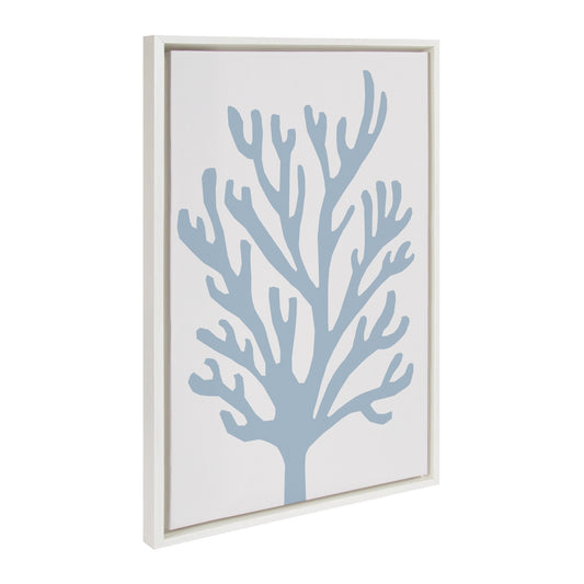 Sylvie Abstract Coral Ocean Blue Framed Canvas by The Creative Bunch Studio - Quahog Bay Bedding