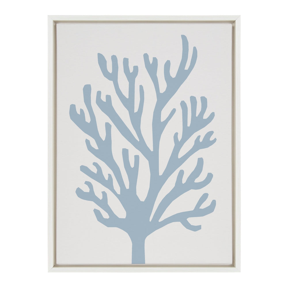 Sylvie Abstract Coral Ocean Blue Framed Canvas by The Creative Bunch Studio - Quahog Bay Bedding