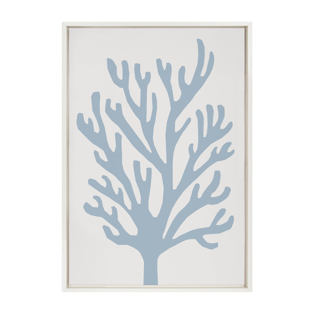 Sylvie Abstract Coral Ocean Blue Framed Canvas by The Creative Bunch Studio - Quahog Bay Bedding