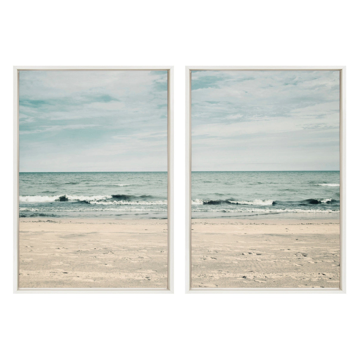 Sylvie Beach 2 Left and Right Framed Canvas by Emiko and Mark Franzen of F2Images - Quahog Bay Bedding