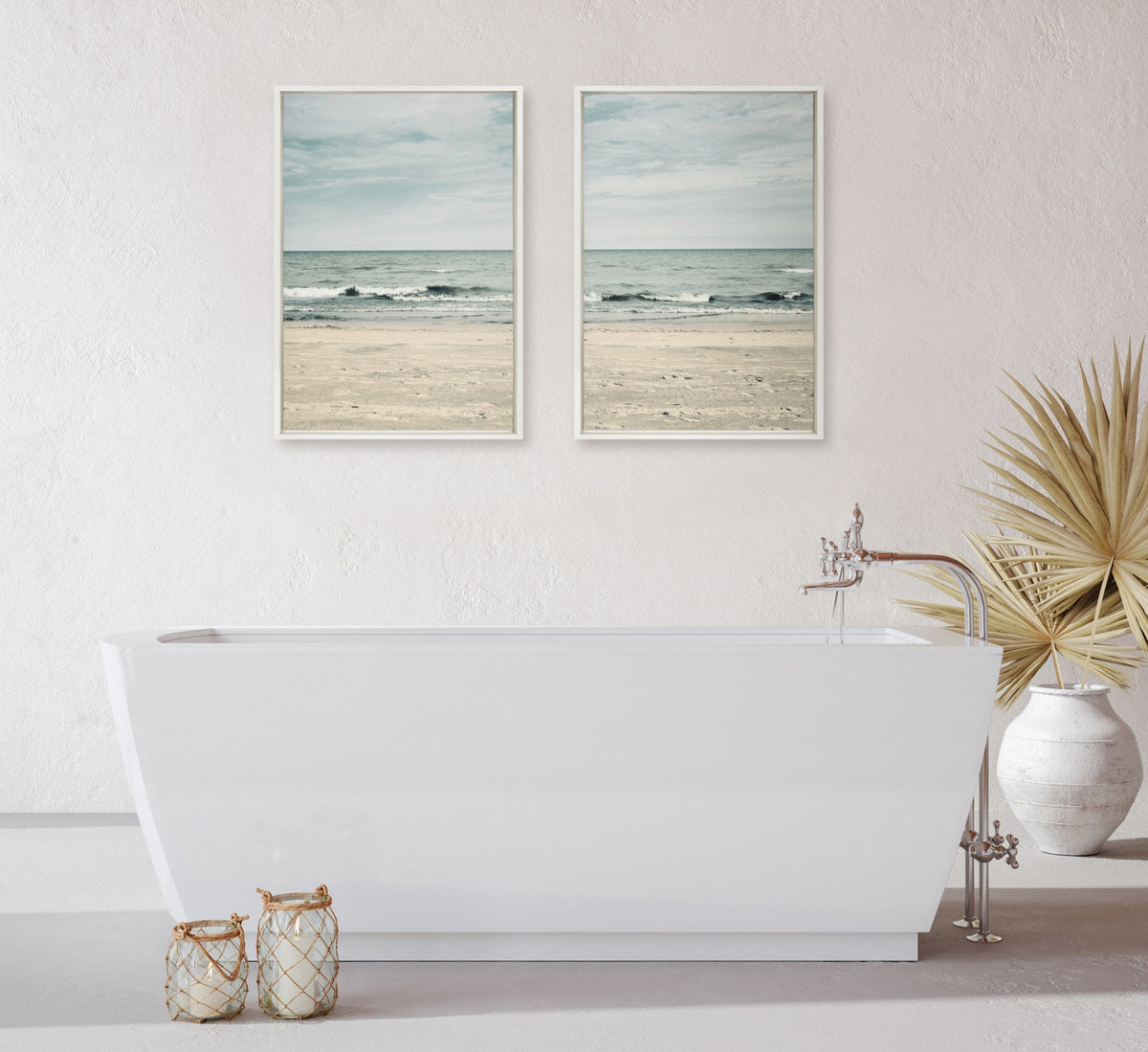 Sylvie Beach 2 Left and Right Framed Canvas by Emiko and Mark Franzen of F2Images - Quahog Bay Bedding