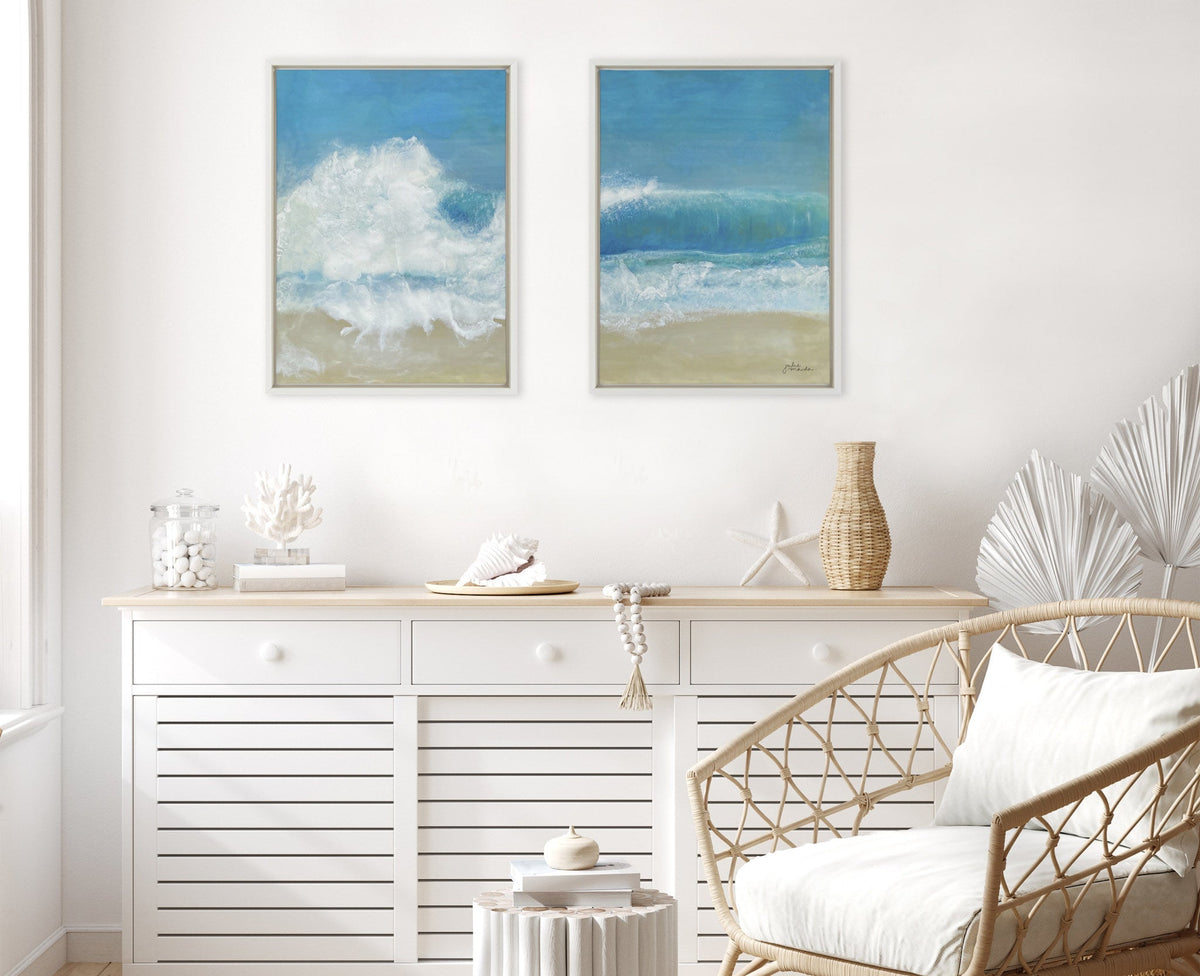 Sylvie Beach Day Left and Right Framed Canvas by Julie Maida - Quahog Bay Bedding