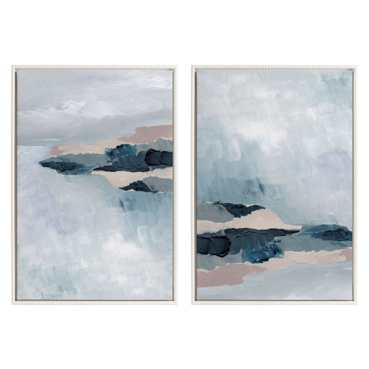 Sylvie Beaded Coast 2 v1 and Coast 2 v2 Framed Canvas Art Set by Nikita Jariwala - Quahog Bay Bedding