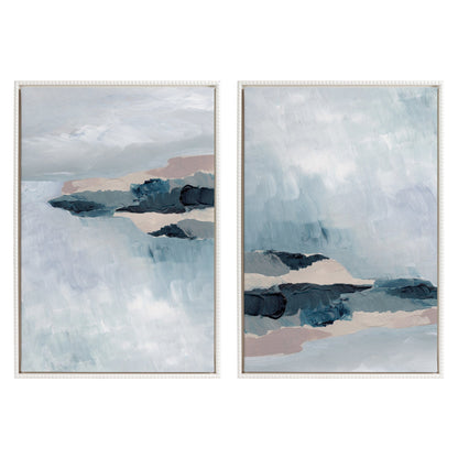 Sylvie Beaded Coast 2 v1 and Coast 2 v2 Framed Canvas Art Set by Nikita Jariwala - Quahog Bay Bedding
