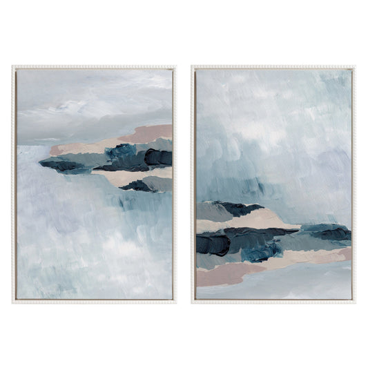 Sylvie Beaded Coast 2 v1 and Coast 2 v2 Framed Canvas Art Set by Nikita Jariwala - Quahog Bay Bedding