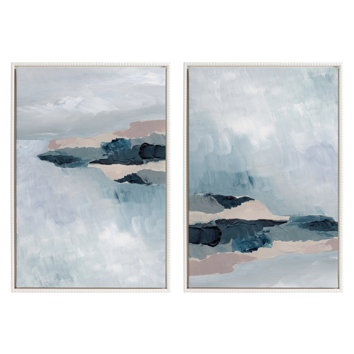 Sylvie Beaded Coast 2 v1 and Coast 2 v2 Framed Canvas Art Set by Nikita Jariwala - Quahog Bay Bedding