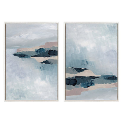 Sylvie Beaded Coast 2 v1 and Coast 2 v2 Framed Canvas Art Set by Nikita Jariwala - Quahog Bay Bedding
