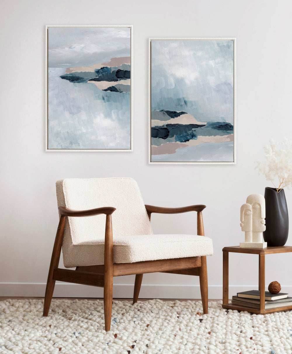 Sylvie Beaded Coast 2 v1 and Coast 2 v2 Framed Canvas Art Set by Nikita Jariwala - Quahog Bay Bedding