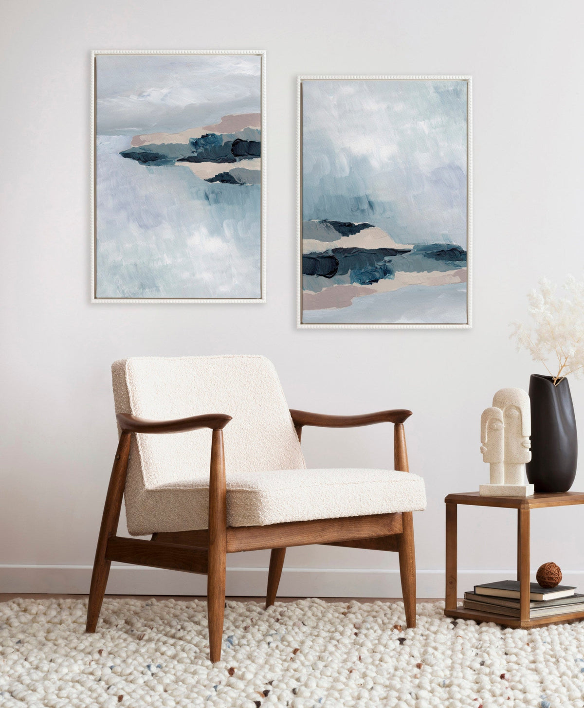 Sylvie Beaded Coast 2 v1 and Coast 2 v2 Framed Canvas Art Set by Nikita Jariwala - Quahog Bay Bedding