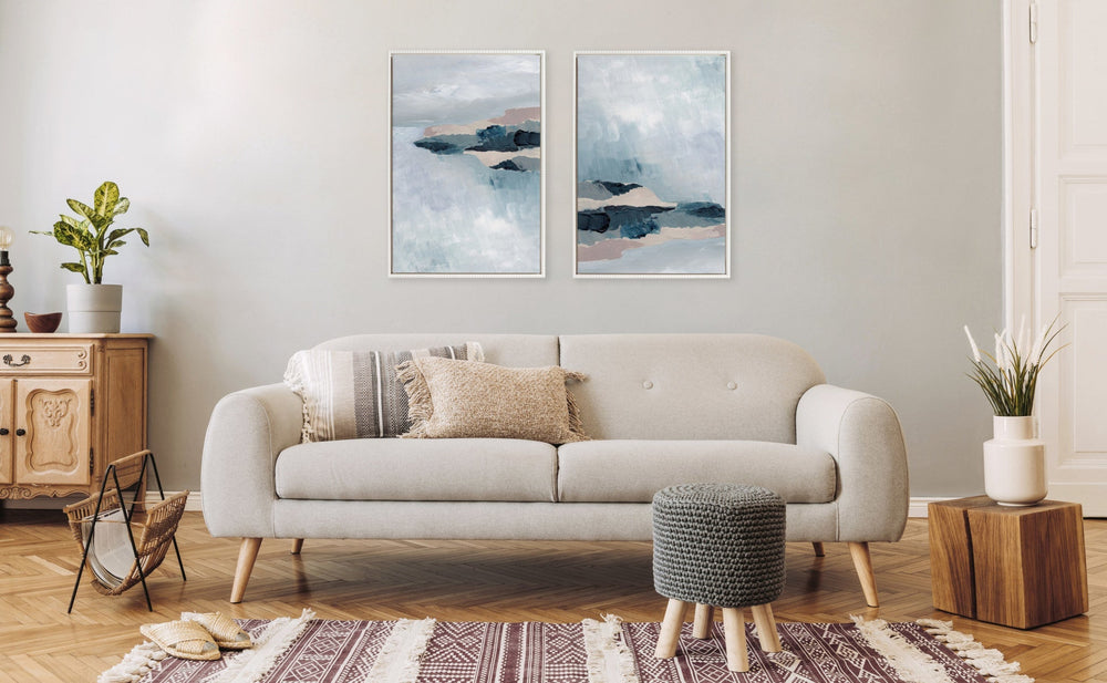 Sylvie Beaded Coast 2 v1 and Coast 2 v2 Framed Canvas Art Set by Nikita Jariwala - Quahog Bay Bedding