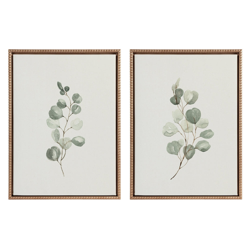 Sylvie Beaded Eucalyptus 4a and Eucalyptus 4b Framed Canvas Art Set by Maja Mitrovic of Makes My Day Happy - Quahog Bay Bedding