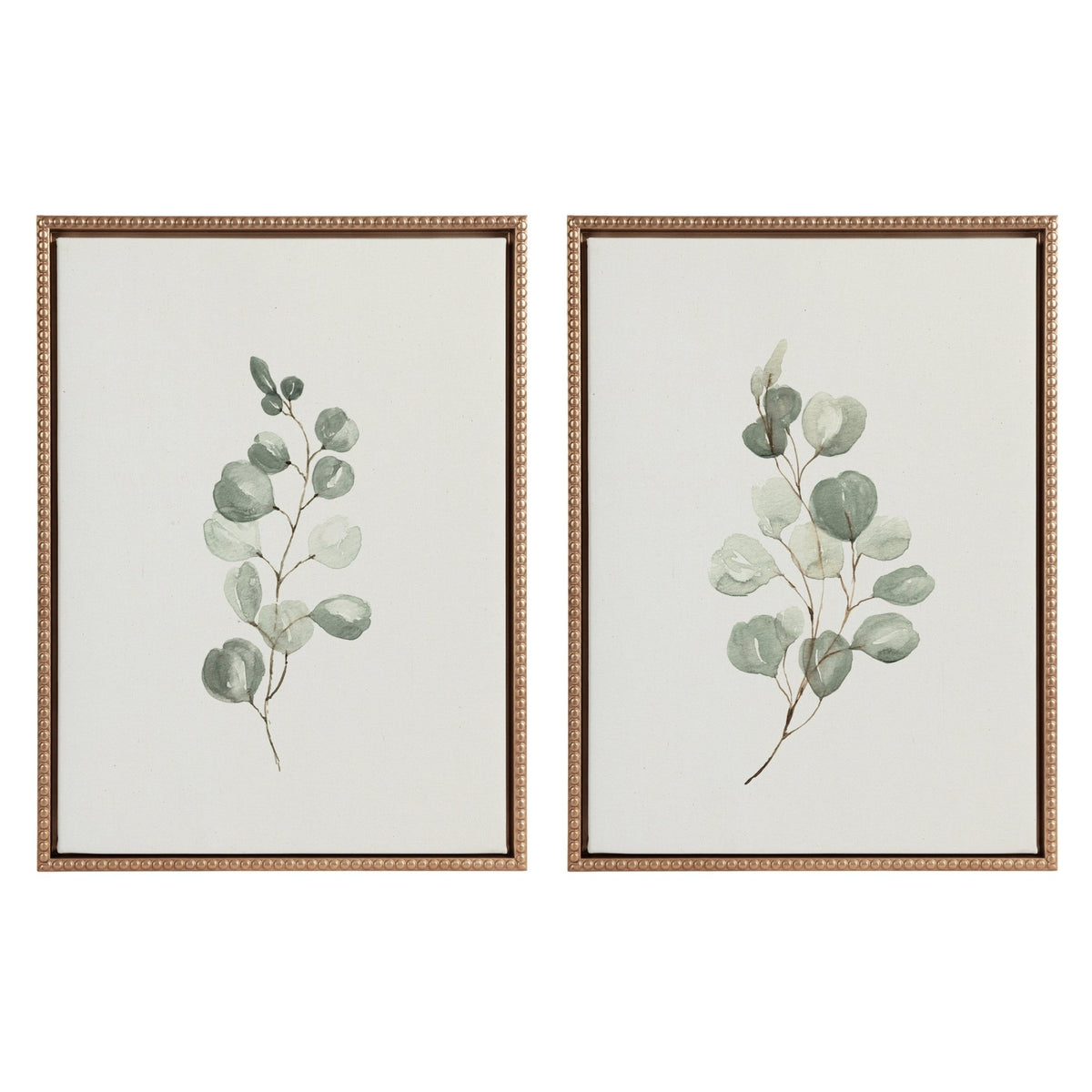 Sylvie Beaded Eucalyptus 4a and Eucalyptus 4b Framed Canvas Art Set by Maja Mitrovic of Makes My Day Happy - Quahog Bay Bedding