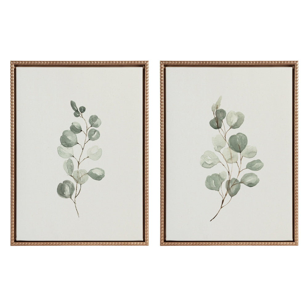 Sylvie Beaded Eucalyptus 4a and Eucalyptus 4b Framed Canvas Art Set by Maja Mitrovic of Makes My Day Happy - Quahog Bay Bedding