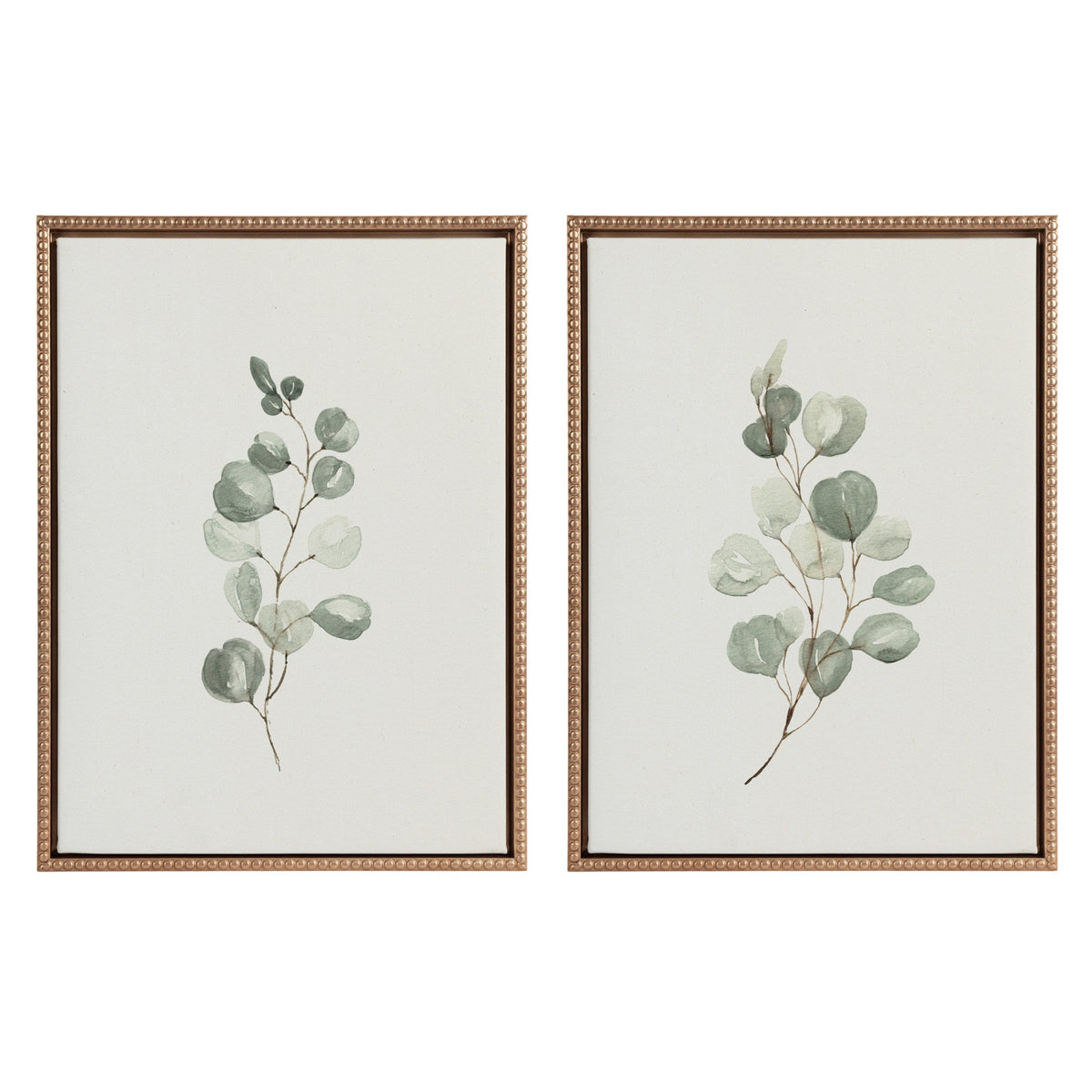 Sylvie Beaded Eucalyptus 4a and Eucalyptus 4b Framed Canvas Art Set by Maja Mitrovic of Makes My Day Happy - Quahog Bay Bedding