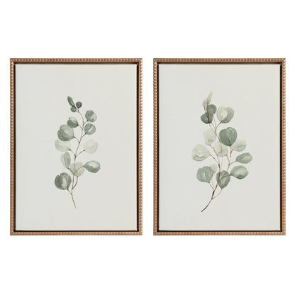Sylvie Beaded Eucalyptus 4a and Eucalyptus 4b Framed Canvas Art Set by Maja Mitrovic of Makes My Day Happy - Quahog Bay Bedding