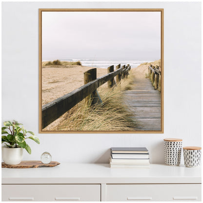Sylvie Coastal Beach Grass Boardwalk to the Ocean Framed Canvas by Patricia Hasz - Quahog Bay Bedding