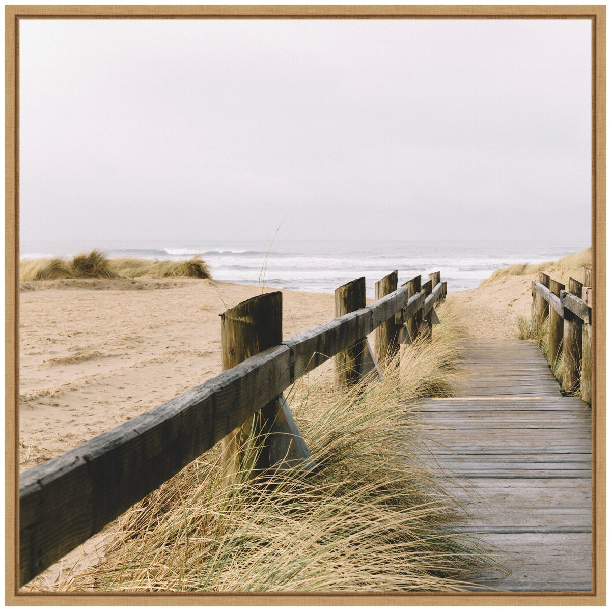 Sylvie Coastal Beach Grass Boardwalk to the Ocean Framed Canvas by Patricia Hasz - Quahog Bay Bedding