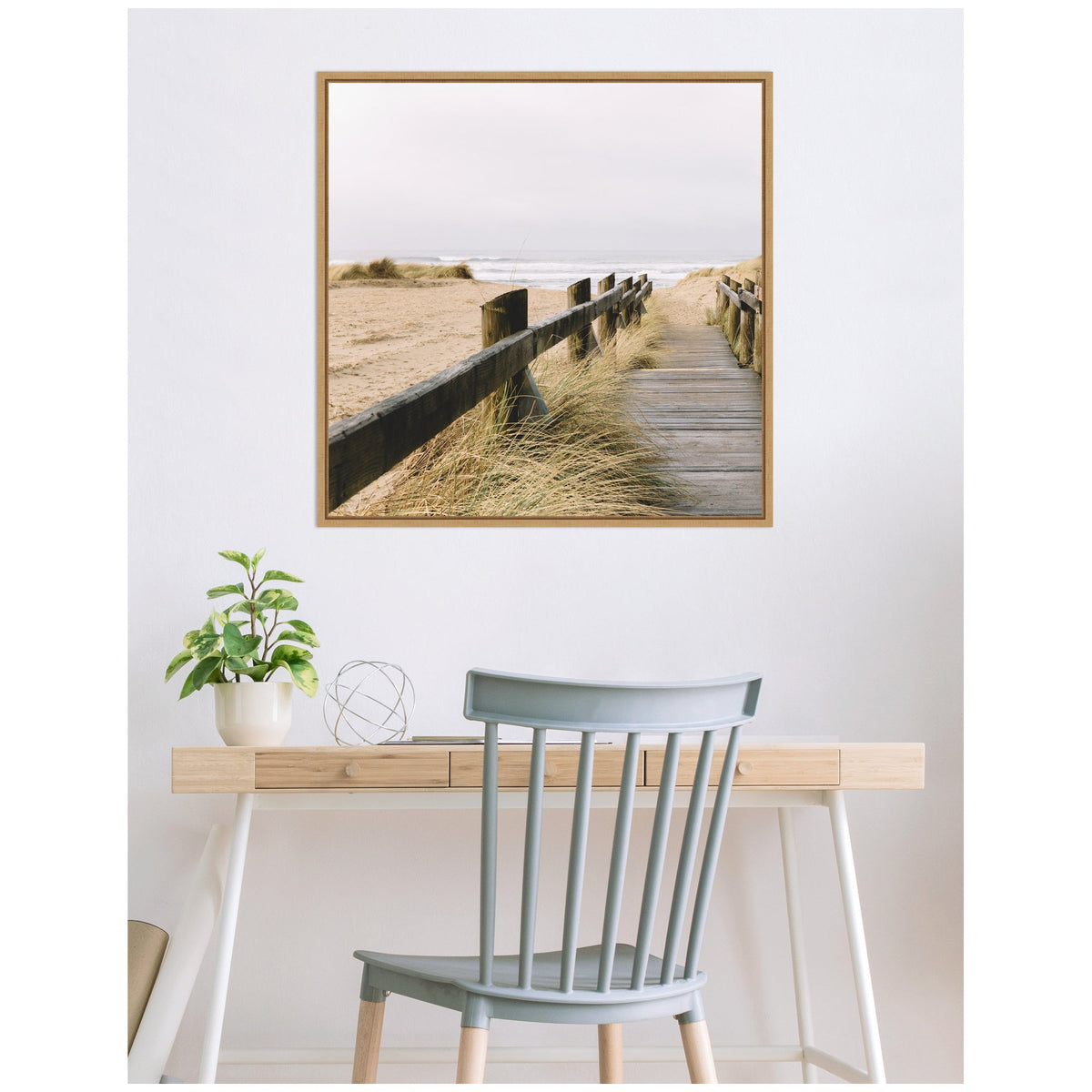 Sylvie Coastal Beach Grass Boardwalk to the Ocean Framed Canvas by Patricia Hasz - Quahog Bay Bedding