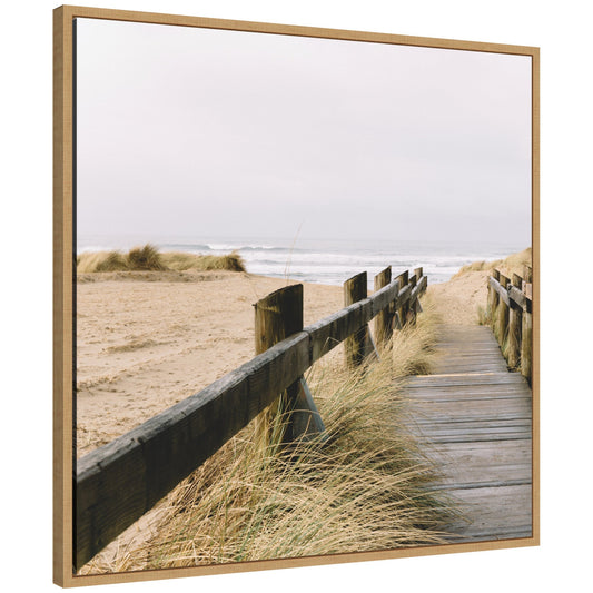 Sylvie Coastal Beach Grass Boardwalk to the Ocean Framed Canvas by Patricia Hasz - Quahog Bay Bedding